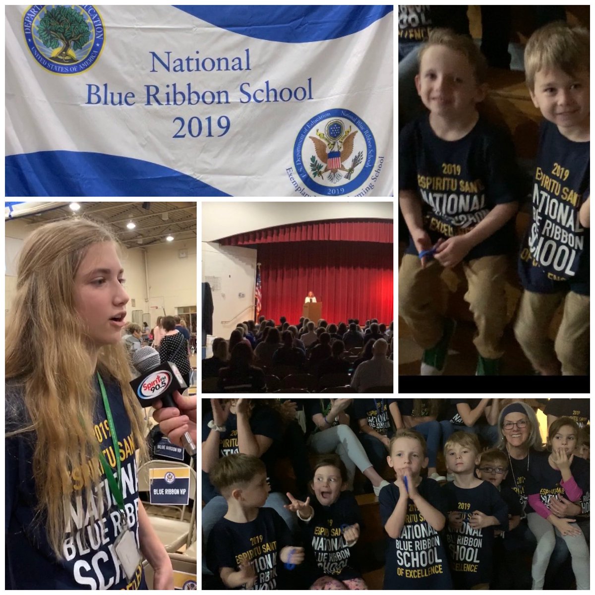 TeresaDOSP's tweet photo. There were lots of smiles @ESCSchool in Safety Harbor today as students, parents, teachers and supporters gathered in the gym to celebrate becoming a national Blue Ribbon School of Excellence. Way to go and God bless!! https://t.co/VfYWOKa2vp