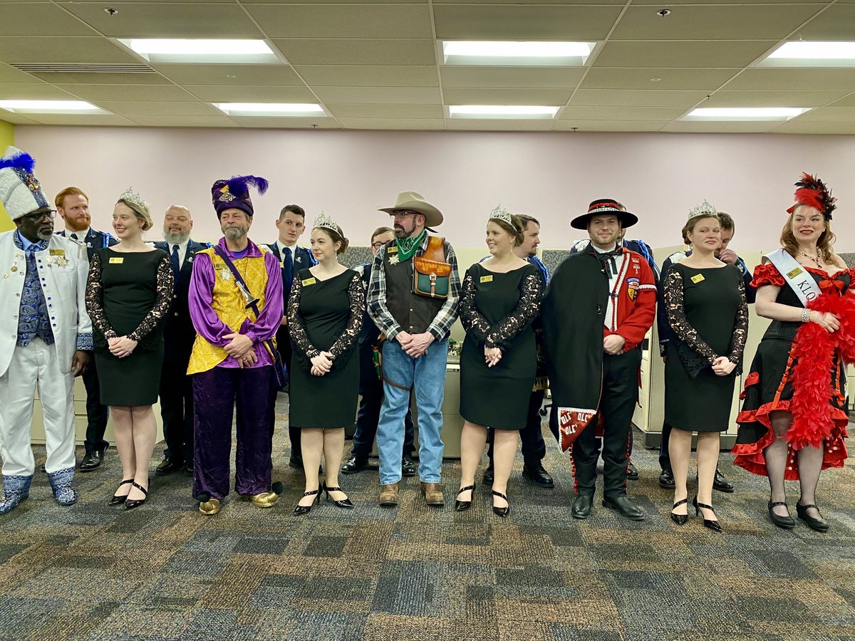 SPIREcu's tweet photo. Thank you to the @StPaulWinter Carnival Royal Family for gracing us with their presence today at our administrative offices. The SPIRE HR, Training, & Facilities teams, as well as our new Senior Vice Presidents Alex & Justin were Knighted by King Boreas! #here2improve #howweroll https://t.co/wEdFrxMQWt