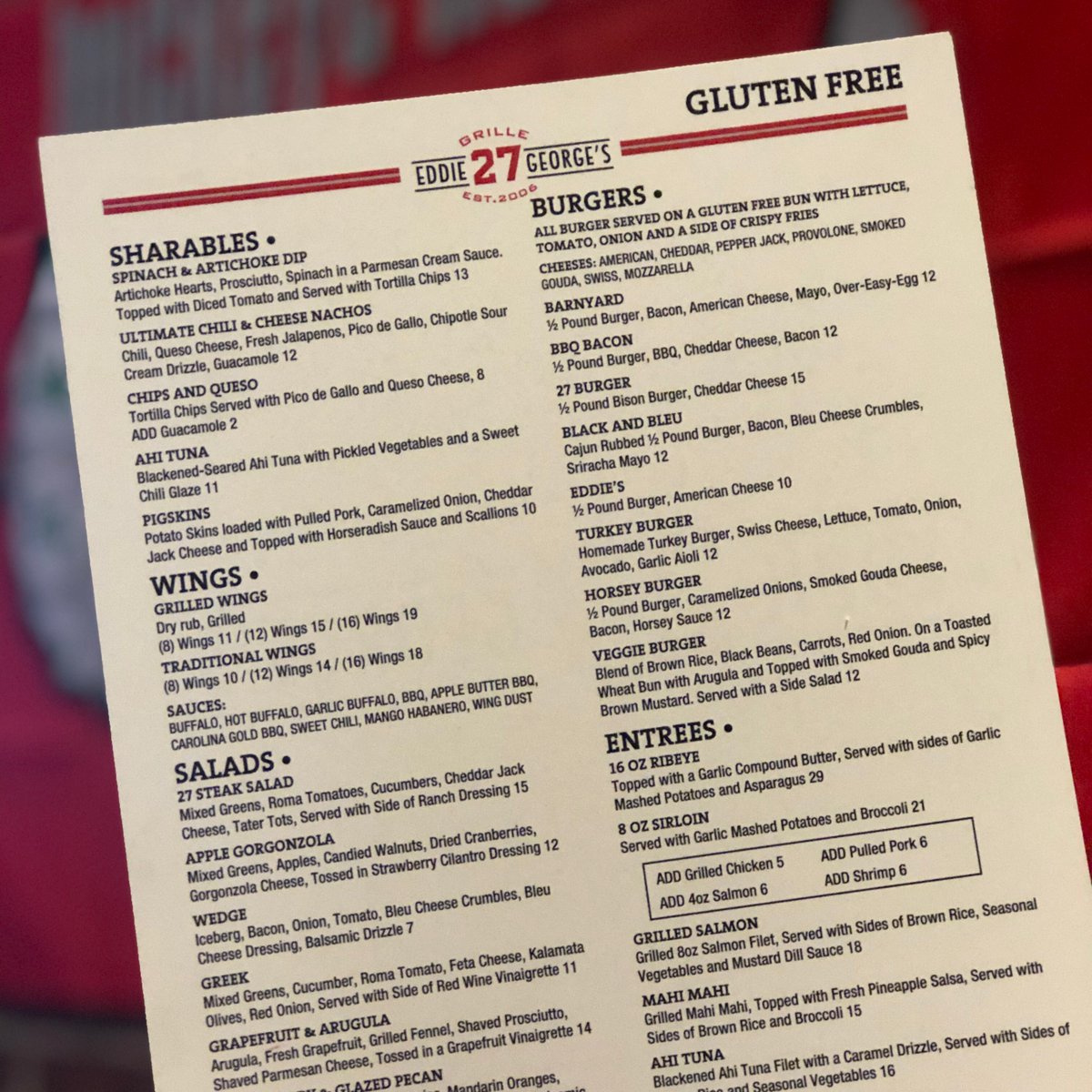 Grille27's tweet photo. Check out our Gluten Free Menu! We offer a variety of menu items that will satisfy your taste buds 😋🍴 https://t.co/hqkV8Cjw01