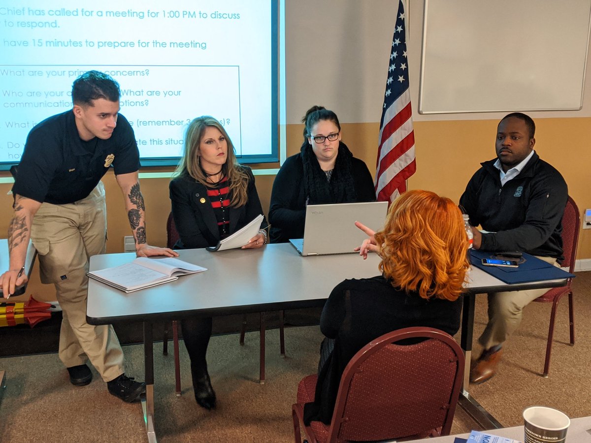 larimerhealth's tweet image. Our Comms Team is at Day 4 of #MasterPIO with @FBILEEDA practicing crisis communication in a mock scenario with law enforcement #PIOs from around the U.S. 😬 #LarimerCounty