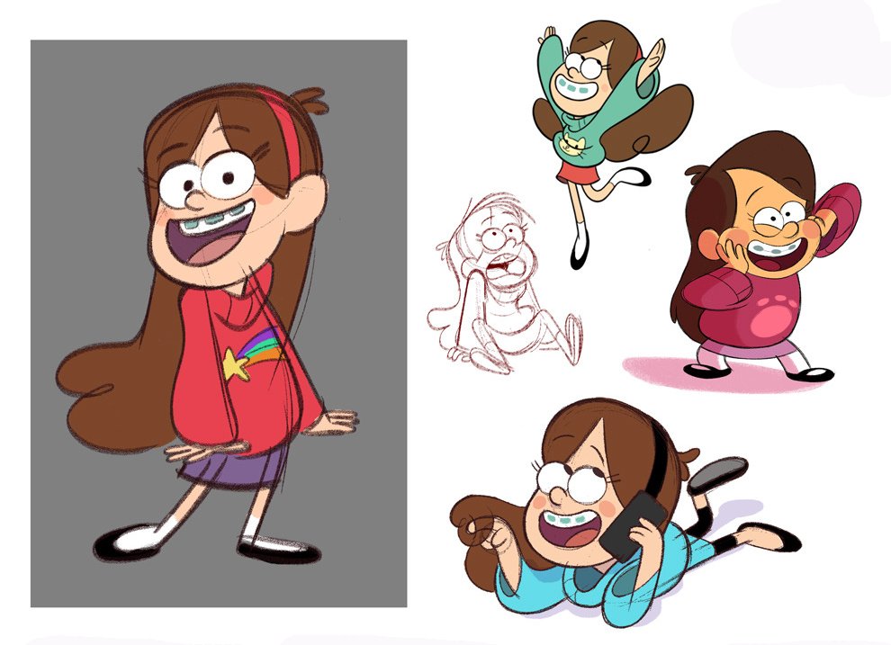 "Early character design explorations by Joe Pitt for Gravity Falls (20...