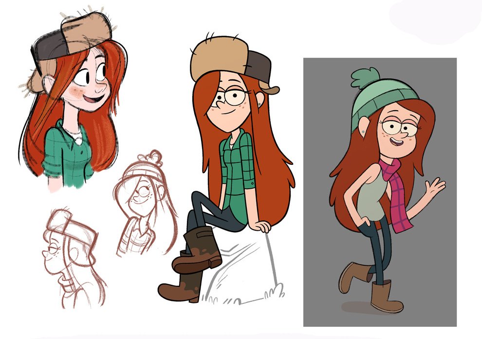 "Early character design explorations by Joe Pitt for Gravity Falls (20...