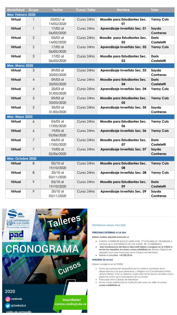 Inscripciones para cursos introductorios del Componente Docente básico en Educación Universitaria. cursos.ceidis@ula.ve #ULA