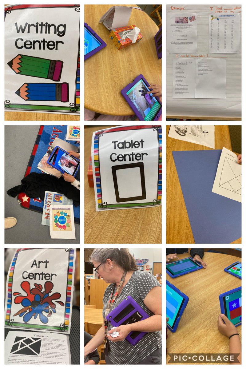 vkajones's tweet photo. Librarian and CIC @BlazierBlueJay @justkrish29 is rocking station rotations with 2nd grade students!  Geography, art, creative writing, and cultural awareness book selection checkout and much much more. Oh My! https://t.co/WkkOn0zHQK