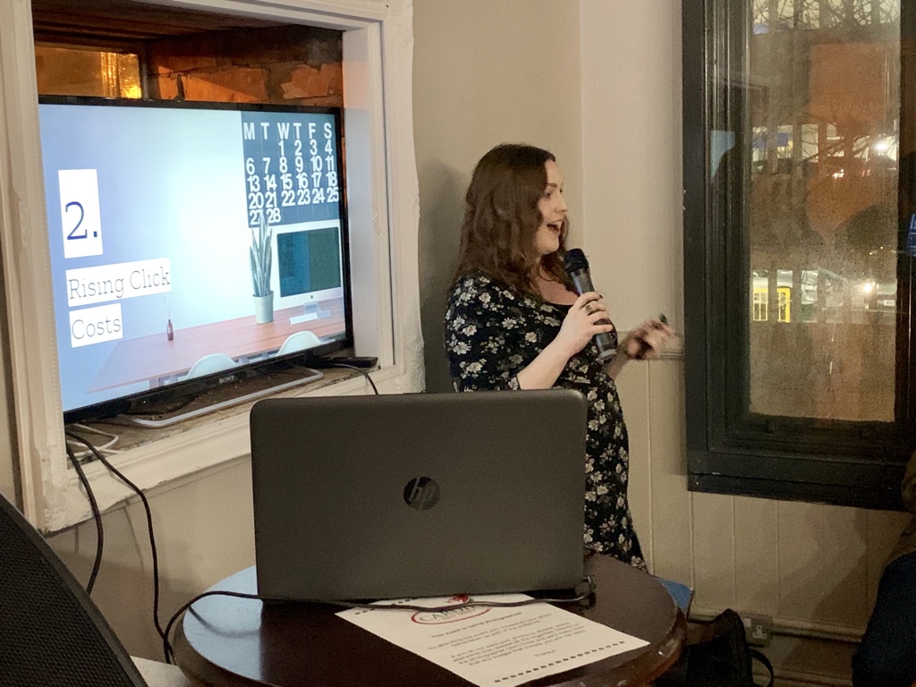 CardiffSEOMeet's tweet photo. 1st talk tonight is @ChalkAlix of @AlixDigital talking us all things PPC! #CardiffSEO https://t.co/MaPYhd9y8p