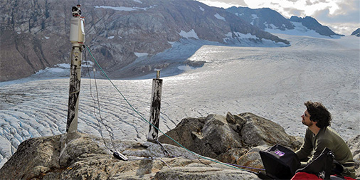 David Shean does research on a glacier
