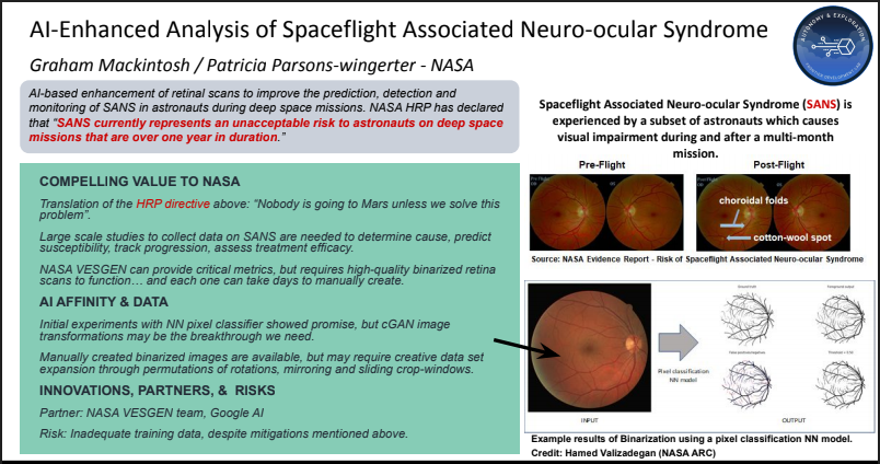 Pillownaut's tweet photo. (5/5) On a more personal level, one of the challenges is what happens to eyes in micro-grav. When I did my spaceflight sims at #JSC, my vision changed. It never recovered. This affects every space traveler, and is a barrier to Mars. MORE STUDY NEEDED. #BigThink2020 #NASAFDL #AI https://t.co/x6LtP8ZDy6