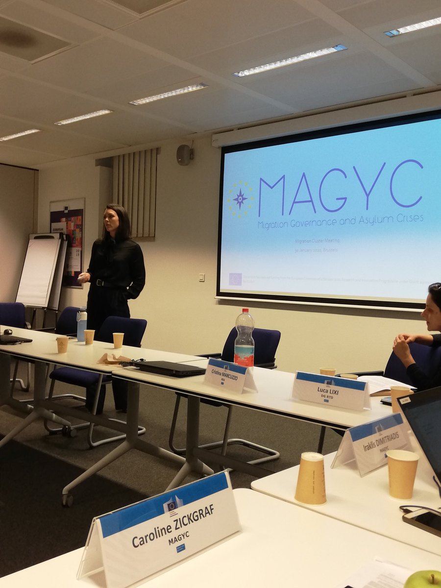 Sneak peek into today's @EU_H2020  cluster meeting on #migrationgovernance attended by the @MAGYC_H2020 team. A great opportunity to share insights & explore synergies w/ @RESPOND_H2020 @admigov @CEASEVALproject @CrossMigration #MIGNEX #AGRUMIG projects. Looking forward to day 2!