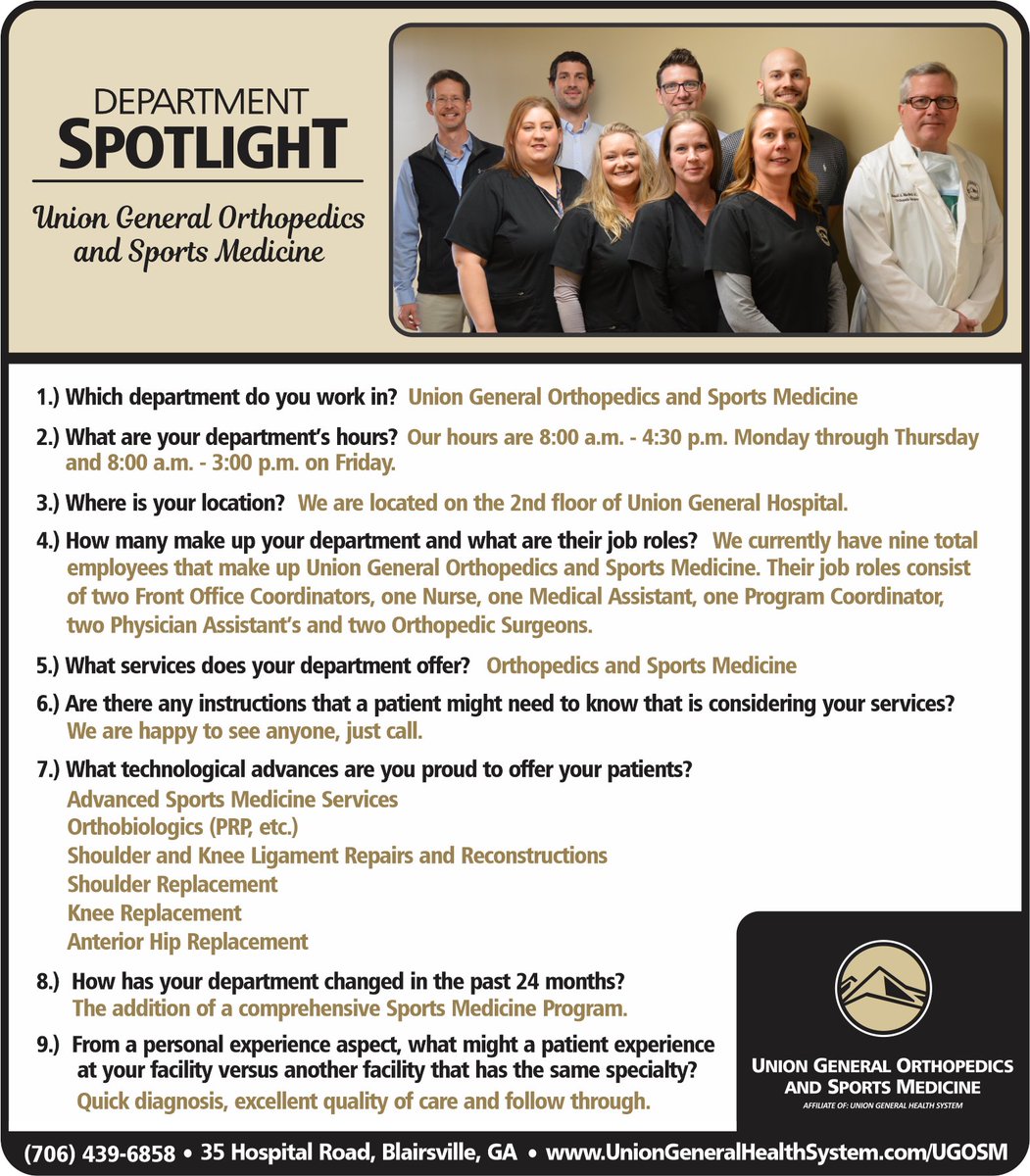 Learn more about Union General Orthopedics &amp; Sports Medicine by checking out their Department Spotlight!

<a href="/JacobStirtonMD/">Jacob Stirton MD</a> 
#uniongeneralorthopedics
#uniongeneralsmp
#uniongeneralsportsmedicine