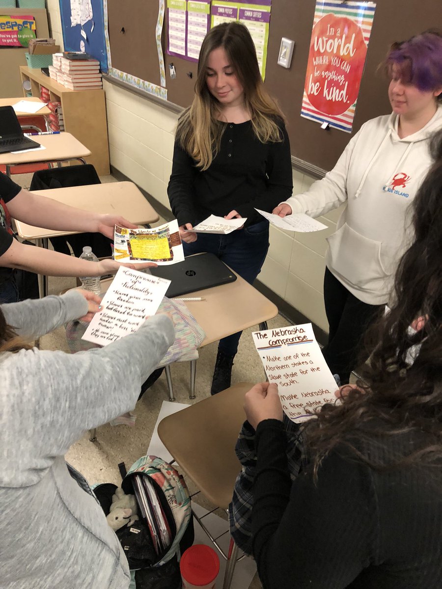 m_okeefe17's tweet photo. Tried solving the free and slave state issue by making our own compromises to present to “Congress” in class today! #collaboration #engaged #oakerpride https://t.co/xDTLwTEHYa