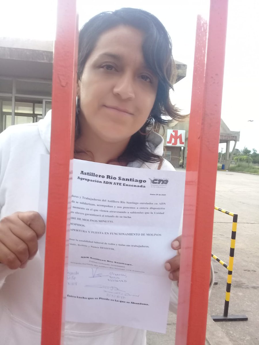 Urbanski_Fabian's tweet photo. #MolinosMinetti Desde ADN Astillero Rio Santiago nos solidarizamos y ponemos a disposición en su lucha por la reapertura y puesta en funcionamiento de tan importante fabrica para la región generadora de empleo d calidad en este difícil momento que atravesamos los y las argentinos https://t.co/VVeILvVAeI
