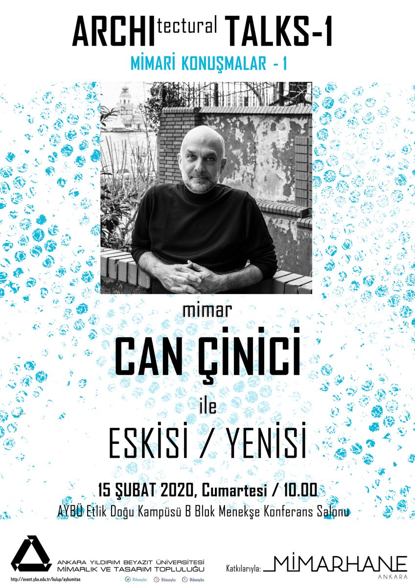 ⚠️#AYBÜ dışından katılım için aşağıdaki formu doldurmayı unutmayınız#

AYBÜ Mimarlık ve Tasarım Topluluğu, Mimari Konuşmalar serisinin ilkinde Mimar Can Çinici’yi ağırlayacak.

forms.gle/LeNUmAe52sfB5V…