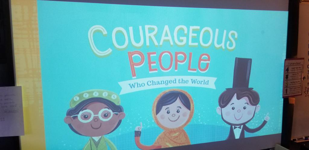 MrsKiebler's tweet photo. We listened to this book, "Courageous People, Who Changed The World" today!   It asks us to think about what kind of hero we'll be. https://t.co/F4YzJkuHhs