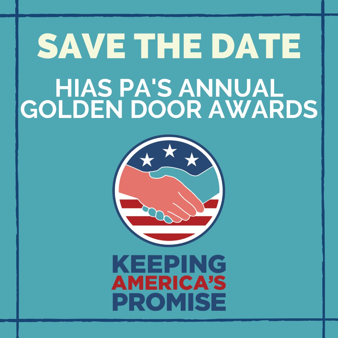 #SAVETHEDATE! for HIAS Pennsylvania's Annual #GoldenDoorAwards : #KeepingAmericasPromise

Keep an eye out in the coming weeks for more information on the gala, including #honoreespotlights and #soundbites!

For more information and to buy tickets, go to hiaspa.org/goldendoor2020