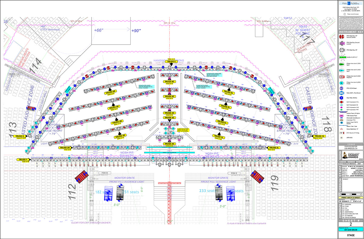livedesignmag's tweet image. Still reeling from #GRAMMYAwards2020? Check out the #lightplot for the awards ceremony from designers Bob Dickinson and Noah Mitz of Full Flood: ow.ly/f7iM50y7znV
