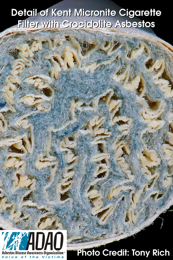 ADAO See for Yourself PHOTO: Detail of Kent Micronite cigarette filter with  crocidolite #asbestos by @asbestorama #TSCA #Mesothelioma #BanAsbestosNow