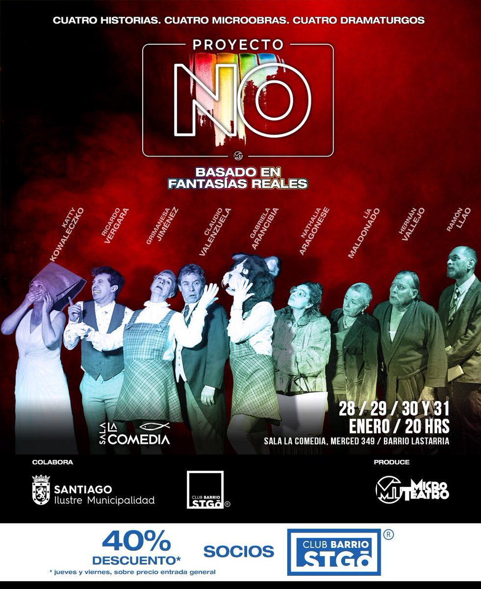 macabra_prod's tweet photo. Últimas 2 funciones @ProyectoNO en @TEATROICTUS Jueves 30 y viernes 31 de Enero 20:00 hrs. Vía @ticketpluscl 40% descuento @clubbarriosantiago @stgocultura en boleterías del teatro @RedSalasTeatro @barriolastarria #teatro #microteatro #ultimasfunciones #proyectoNO #NO #SI https://t.co/t8Fp1K9vLt
