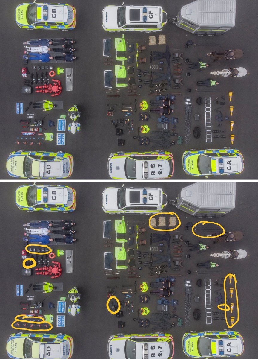 DavidTyn's tweet photo. @GardaTraffic 9 differences spotted all circled https://t.co/HGaT67VFZJ