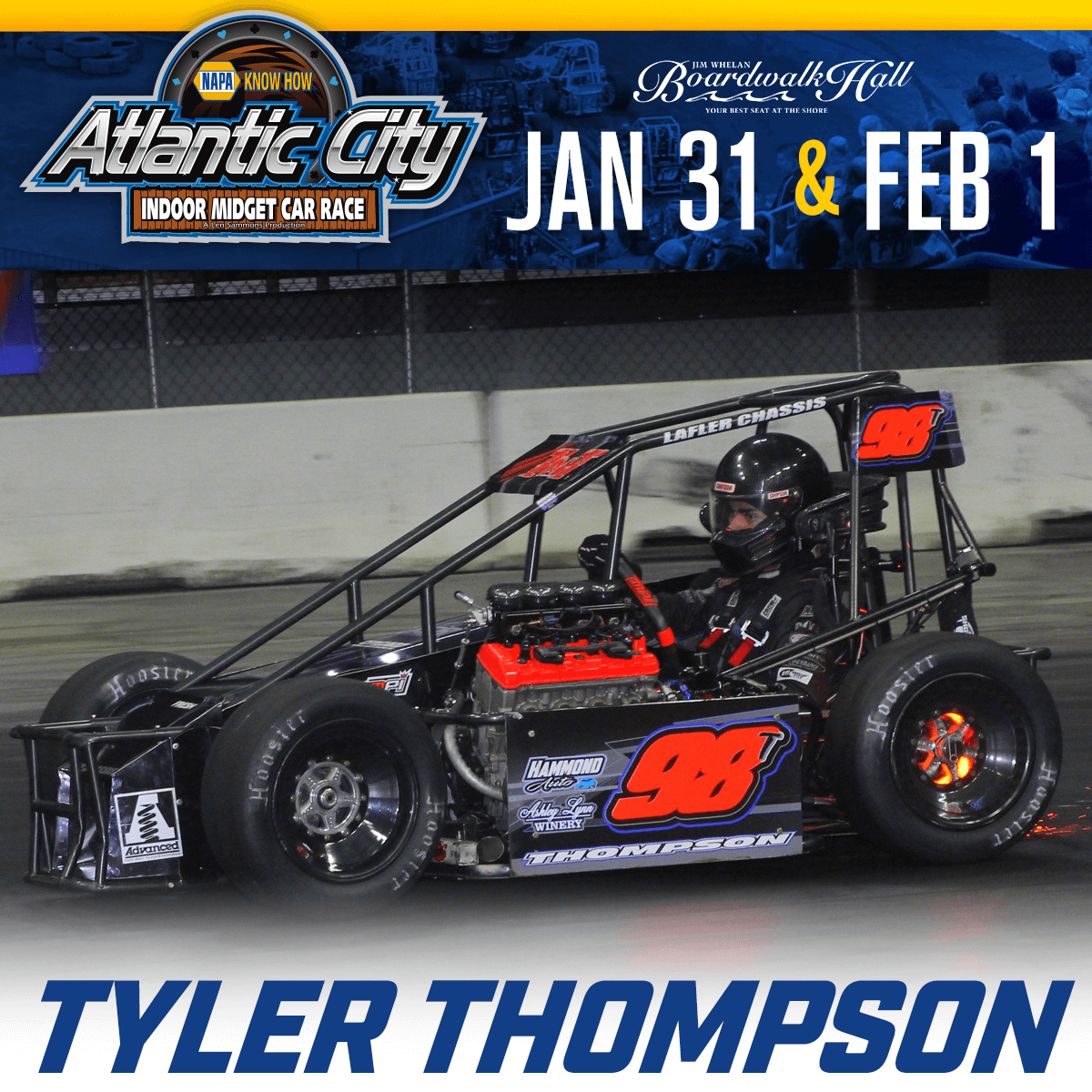 IndoorAutoRacin's tweet photo. Oswego Classic winner, Tyler Thompson comes back to Atlantic City  this Friday, January 31 &amp; Saturday, February 1 at Boardwalk Hall. 🏎️💨

Get your tickets here ➡️ https://t.co/iaip0dYCXp https://t.co/RuzxxsPlxa