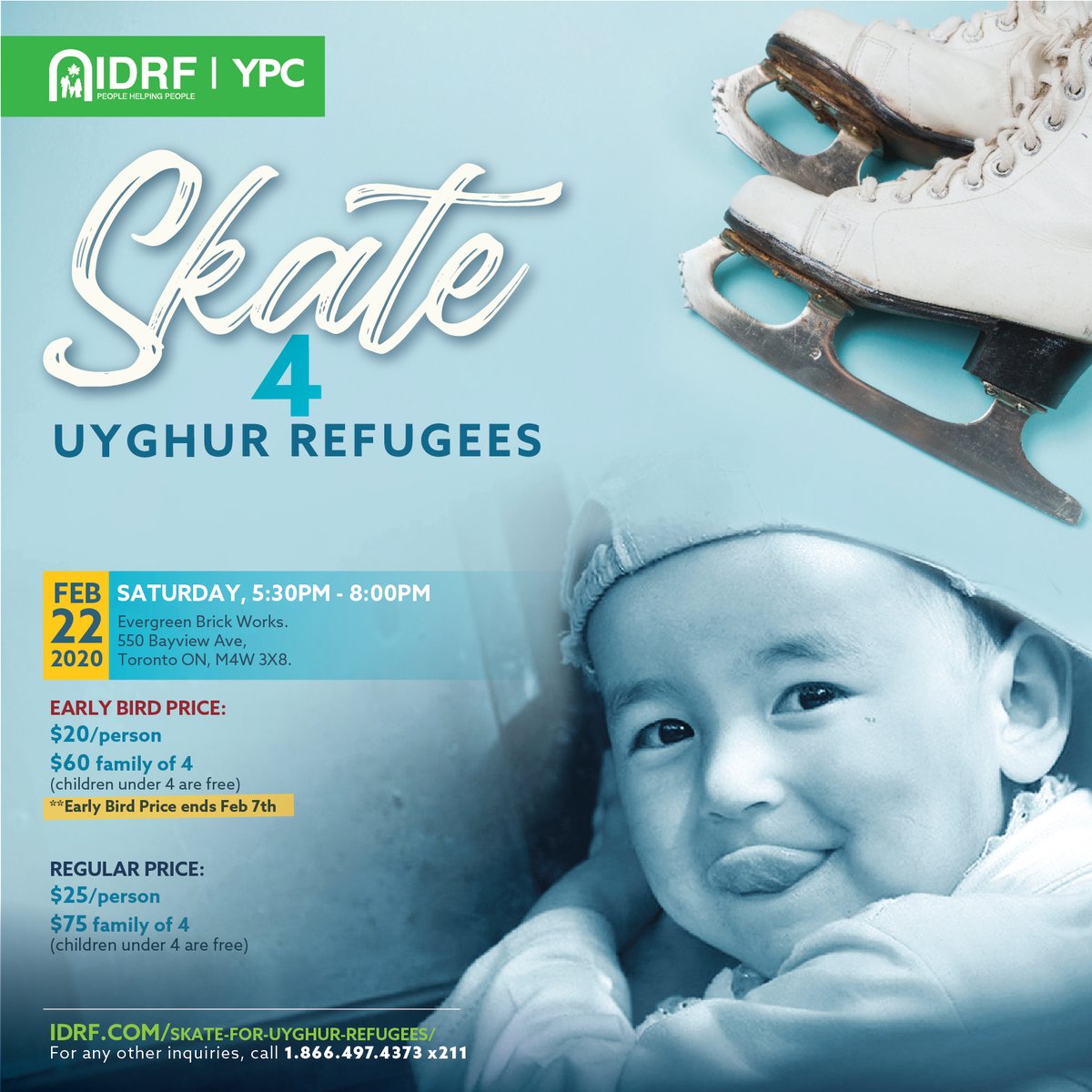 IDRFcanada's tweet photo. Come out with your family &amp; friends to our #SkateforUyghurs event on Feb 22nd! Proceeds will help #Uyghurs in #refugeecamps in #Turkey. Visit https://t.co/uowAvI70K1 to register for our Early Bird pricing before Feb 7th! https://t.co/oc0VjhMaQg