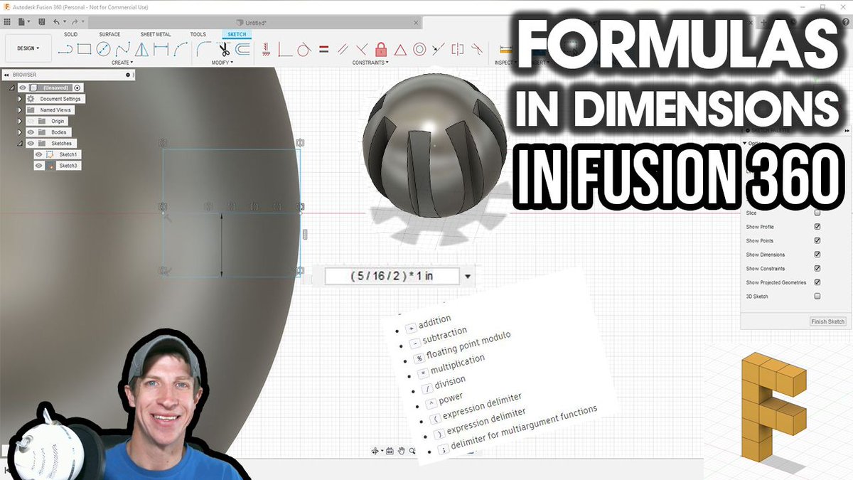 FusionTutorials's tweet image. One of the great functions of #Fusion360 is that you can actually use mathematical functions inside of your dimensions, which can save a ton of time when trying to create accurate models! Learn how here!
thefusionessentials.com/using-formulas…
