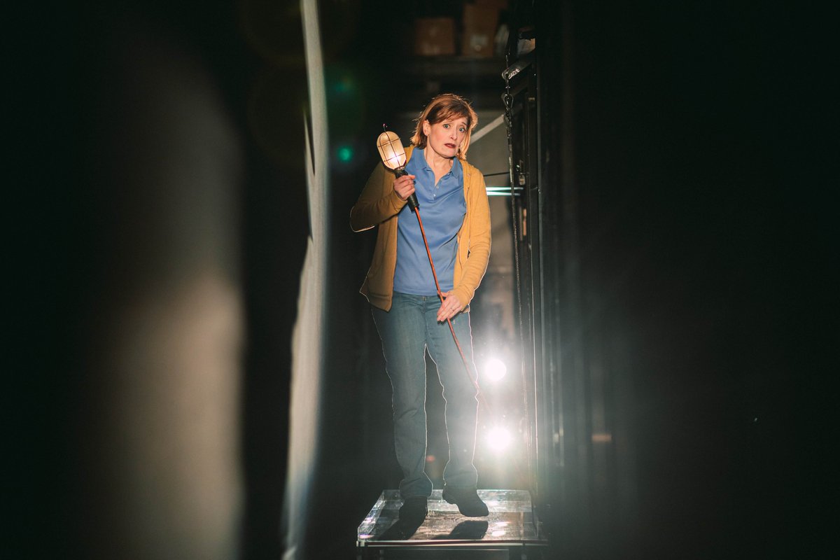 Come From Away Cast Member as Bonnie backstage with a light