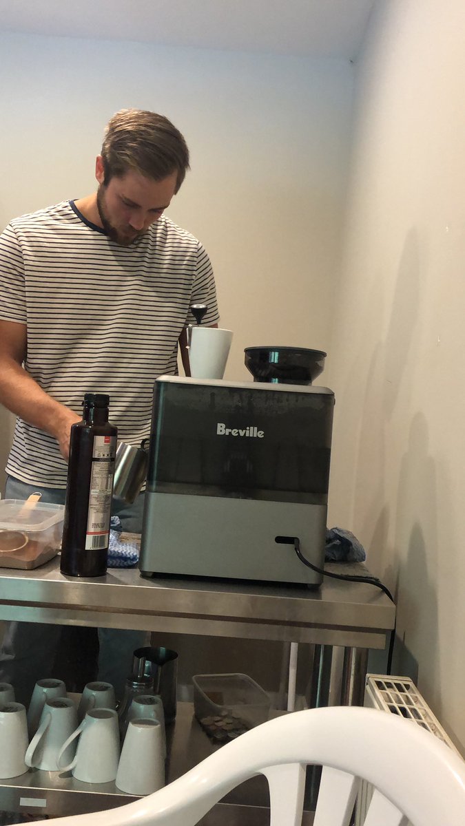Delrick_Boyd's tweet photo. The boys opened a coffee shop 😂 They only have two plastic chairs in here, but at least the barista knows how to spell my name. https://t.co/j6QZQpIbd3