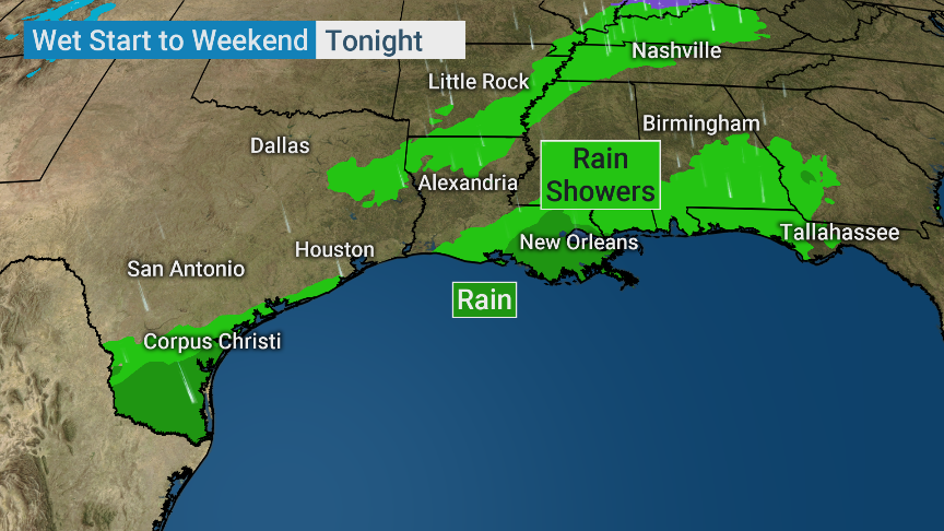 weatherchannel's tweet photo. Though things look nice and clear for Miami Saturday evening, the Southeast will be getting a wet start to the weekend. https://t.co/srAhgGpTet
