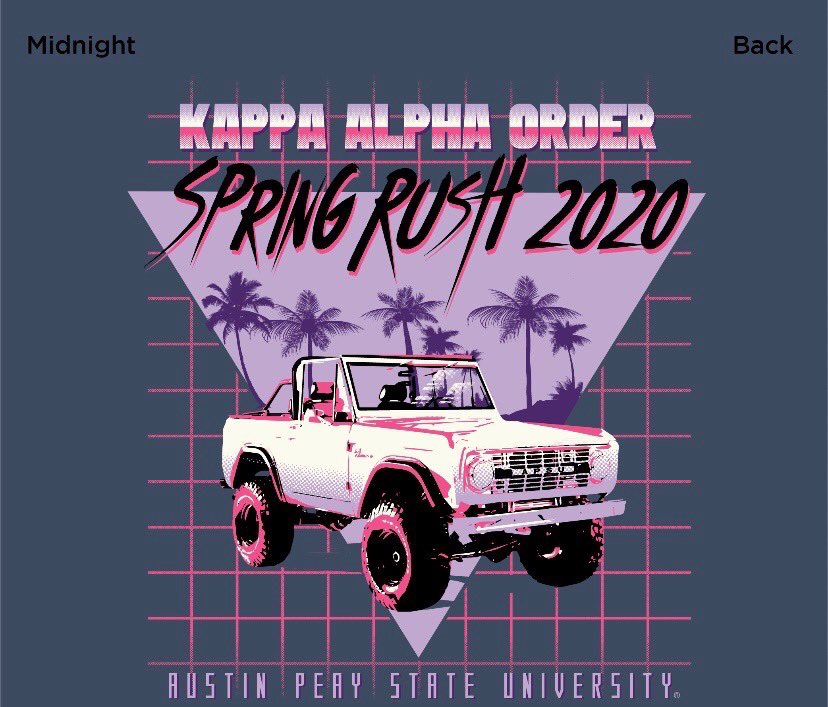 AustinPeayKA's tweet photo. Get your KA spring rush 2020 shirt now!! DM to purchase one https://t.co/vfk1bbZEMK