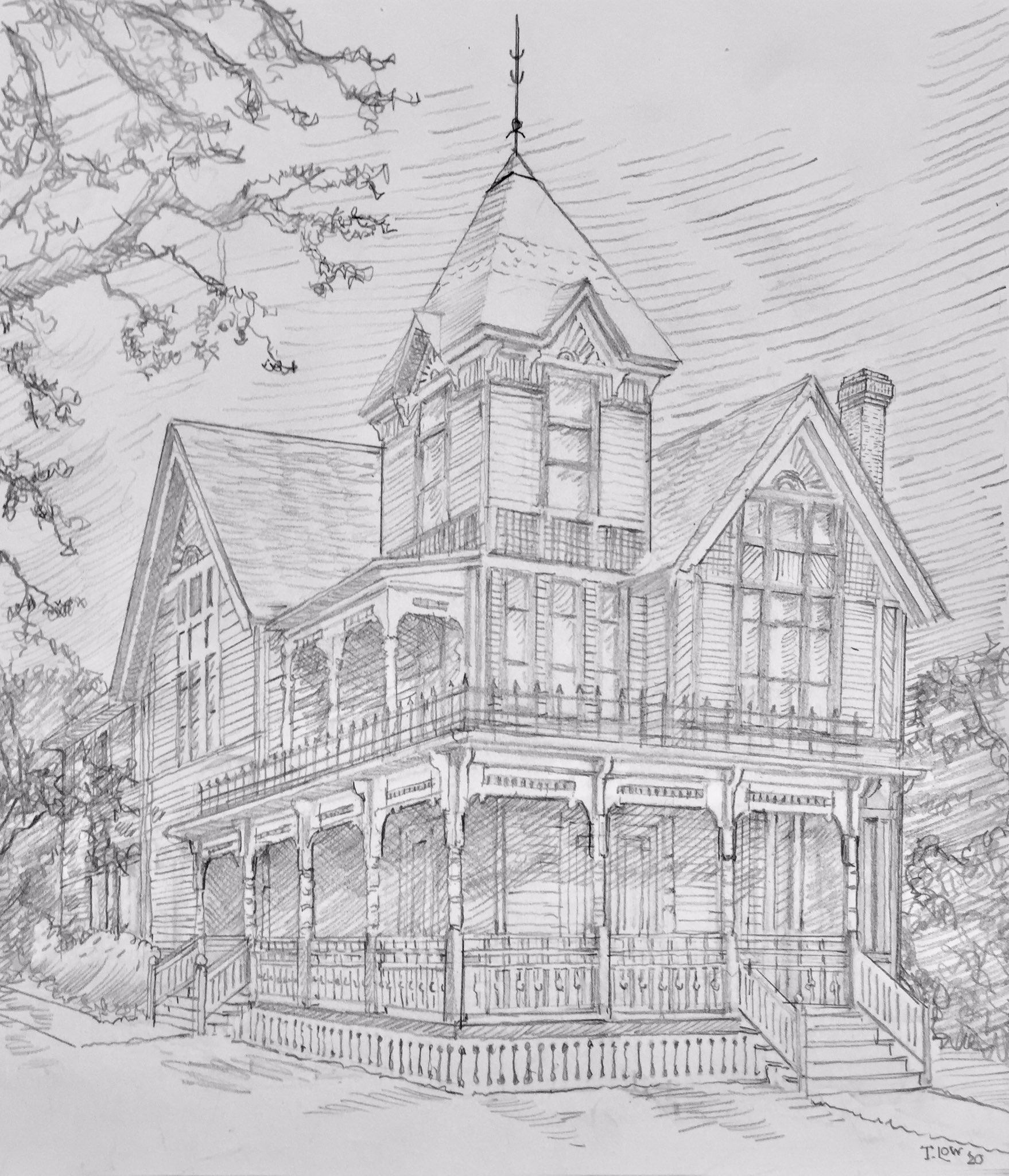 This is my hand drawn illustration of a beautiful home in Toronto (Canada)  built in 1912. I made this drawing with black pens, markers and colored  pencils. Hope you enjoy it! :) :