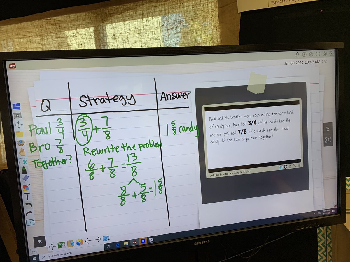 allisonhodges77's tweet photo. It was a great day of learning as we discovered the need to have the same size pieces before we added the fractions together! #commondenominators #math #ccss #5thgrade @katekeener #ilovemath https://t.co/PD5SOlhvwG
