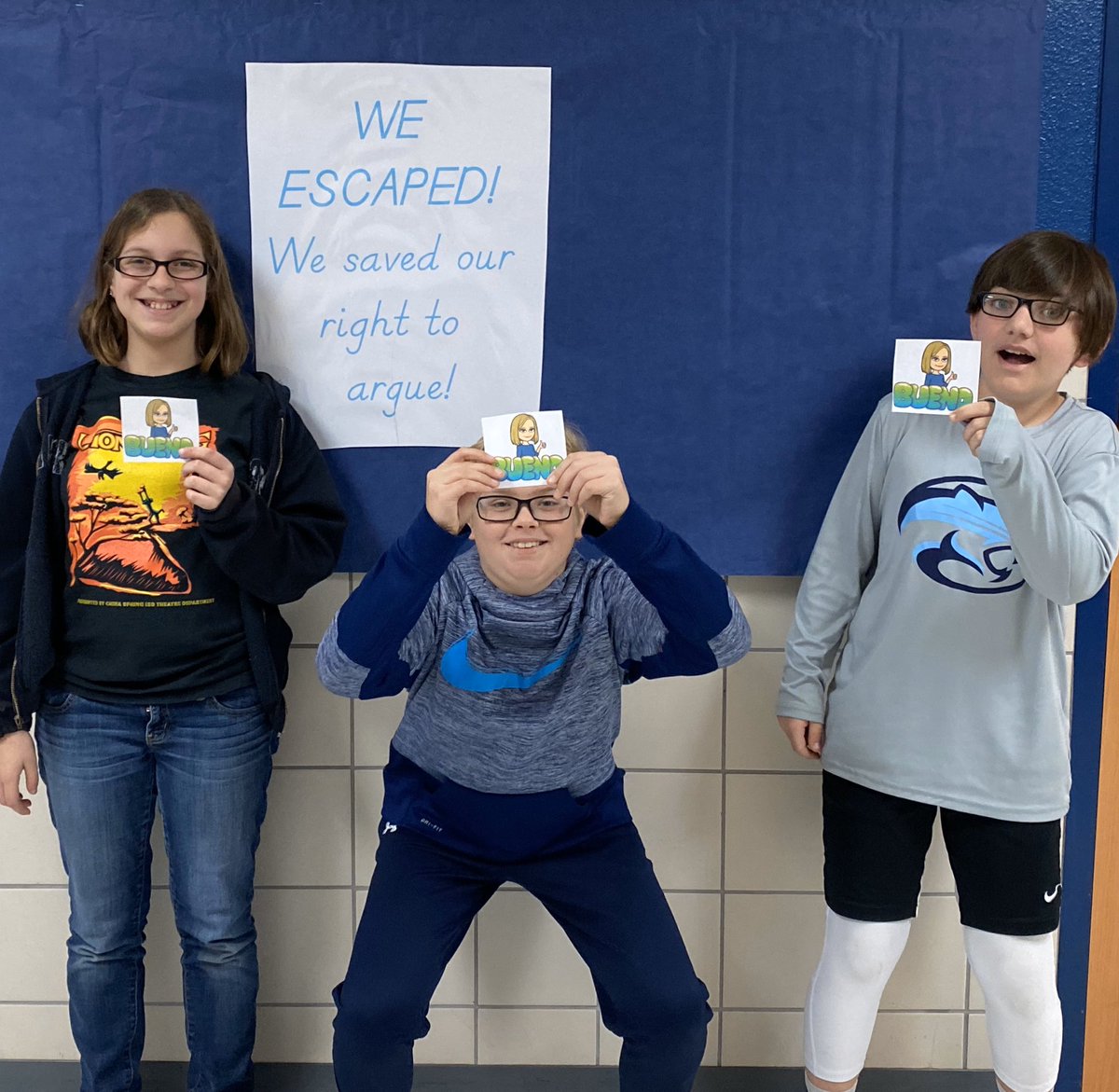 shannon_sroy's tweet photo. Well they all escaped and saved their right to argue today! No break for 6th grade teachers🤪 @BrookeJackson04 https://t.co/P1gJ7Q5inj
