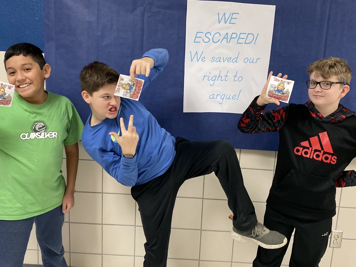 shannon_sroy's tweet photo. Well they all escaped and saved their right to argue today! No break for 6th grade teachers🤪 @BrookeJackson04 https://t.co/P1gJ7Q5inj