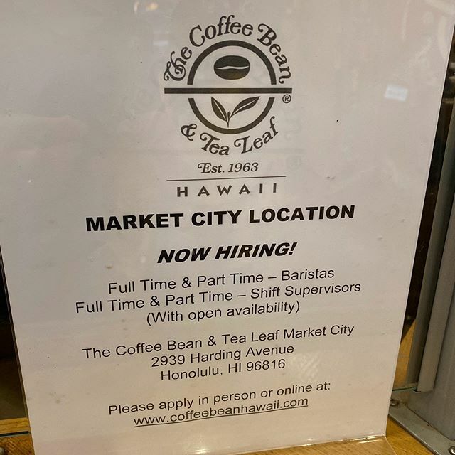 HIclassAds's tweet photo. Now Hiring! @coffeebeanhi Market City location. #helpwanted #nowhiring #jobopening @marketcityhi https://t.co/xOWgWdMuXJ https://t.co/jEtzH6kE1R