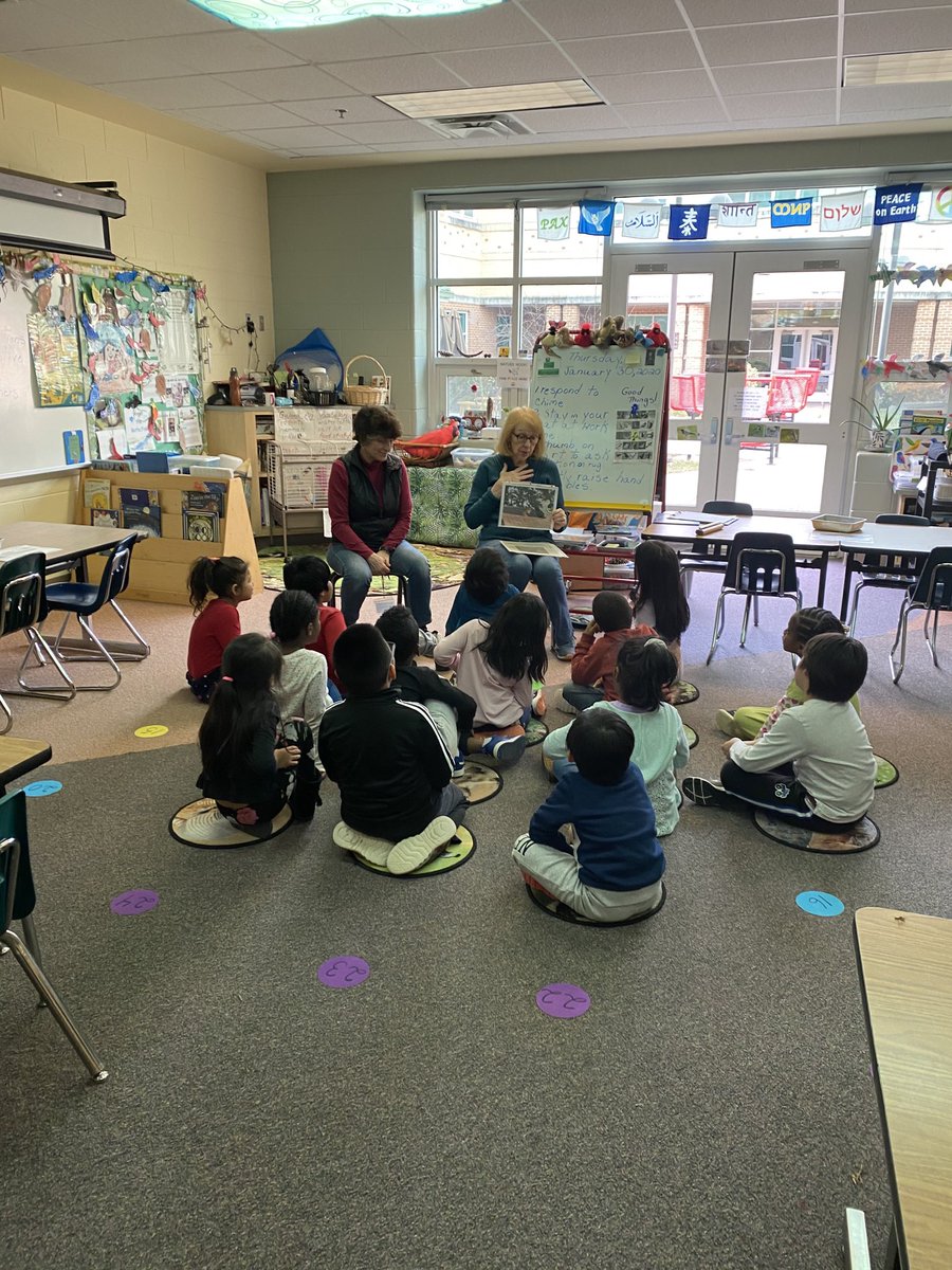 Community volunteer visits Carlin Spring first graders.