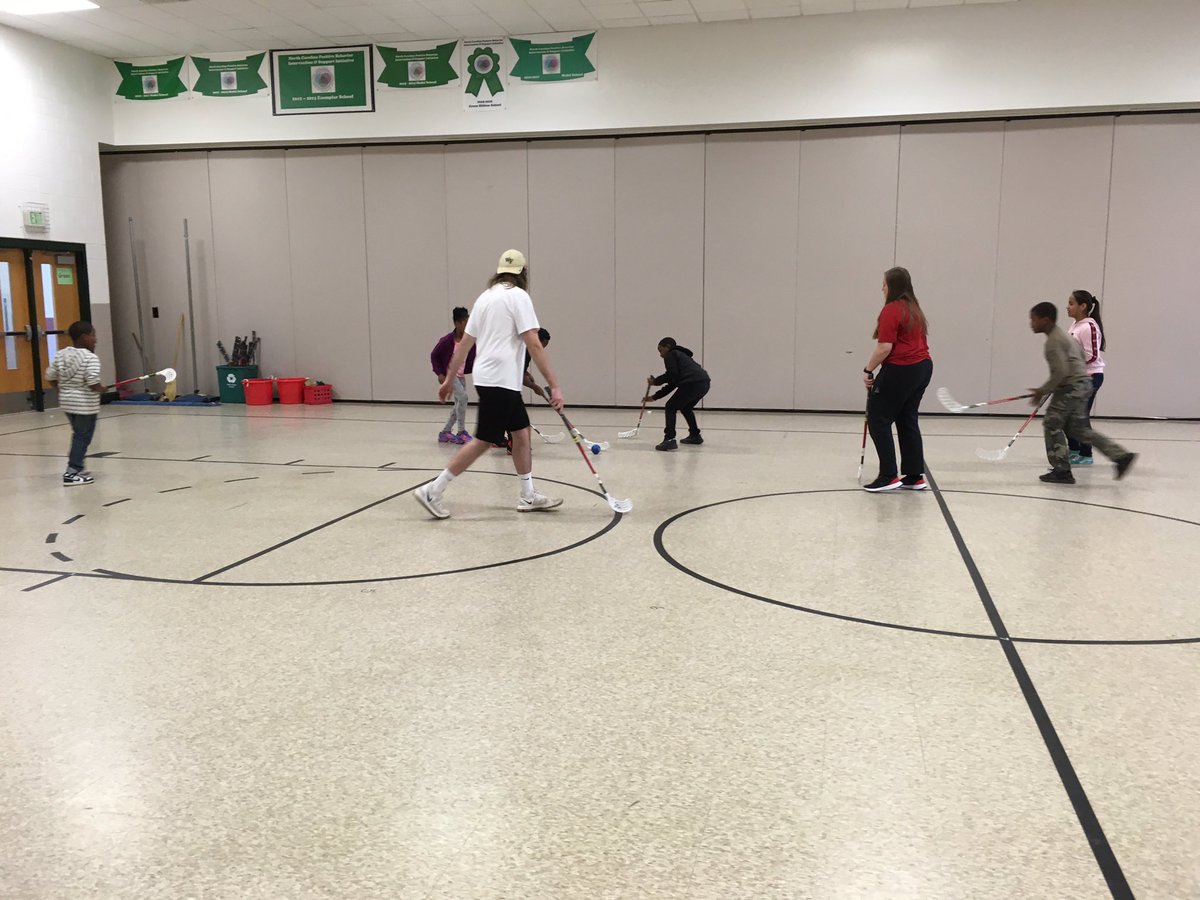 After school enrichment unicycle class.  Our scholars were working hard to figure out how to ride.  After awhile we played some hockey.  How cool to find out all the hockey sticks were donated by @carolinatbirds! Thank you Thunderbirds!  <a href="/GibsonGrizzlies/">Gibson Elementary</a>