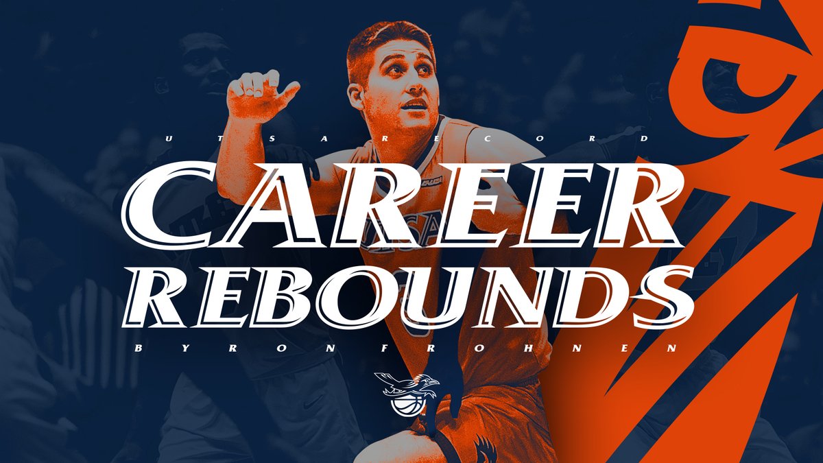 UTSAMBB's tweet photo. Congratulations to Byron Frohnen, the new @UTSA career record holder in rebounds! 

#BirdsUp 🤙 | #RunWithUs https://t.co/azSCP70Rs4