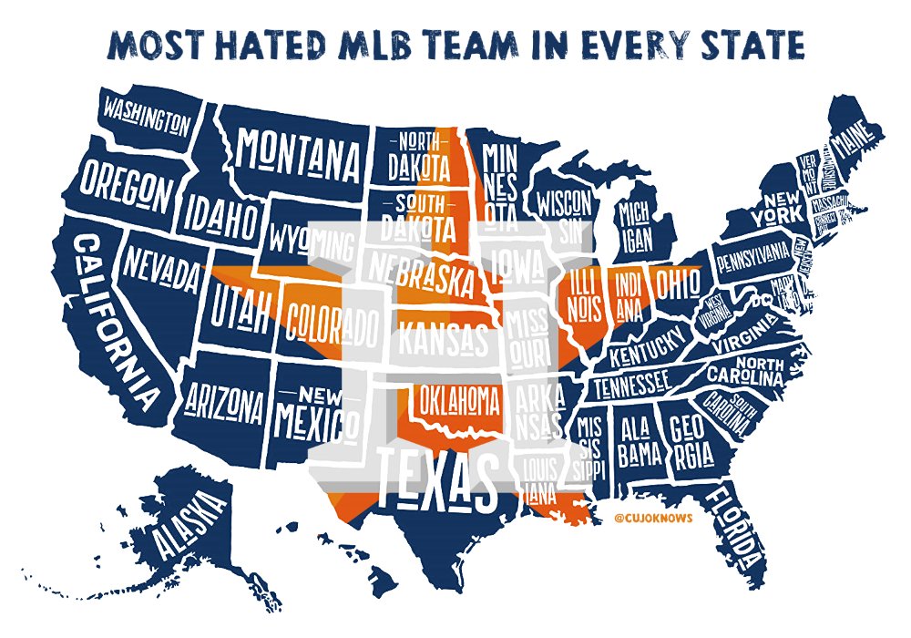 The Most Popular MLB Team by US County State