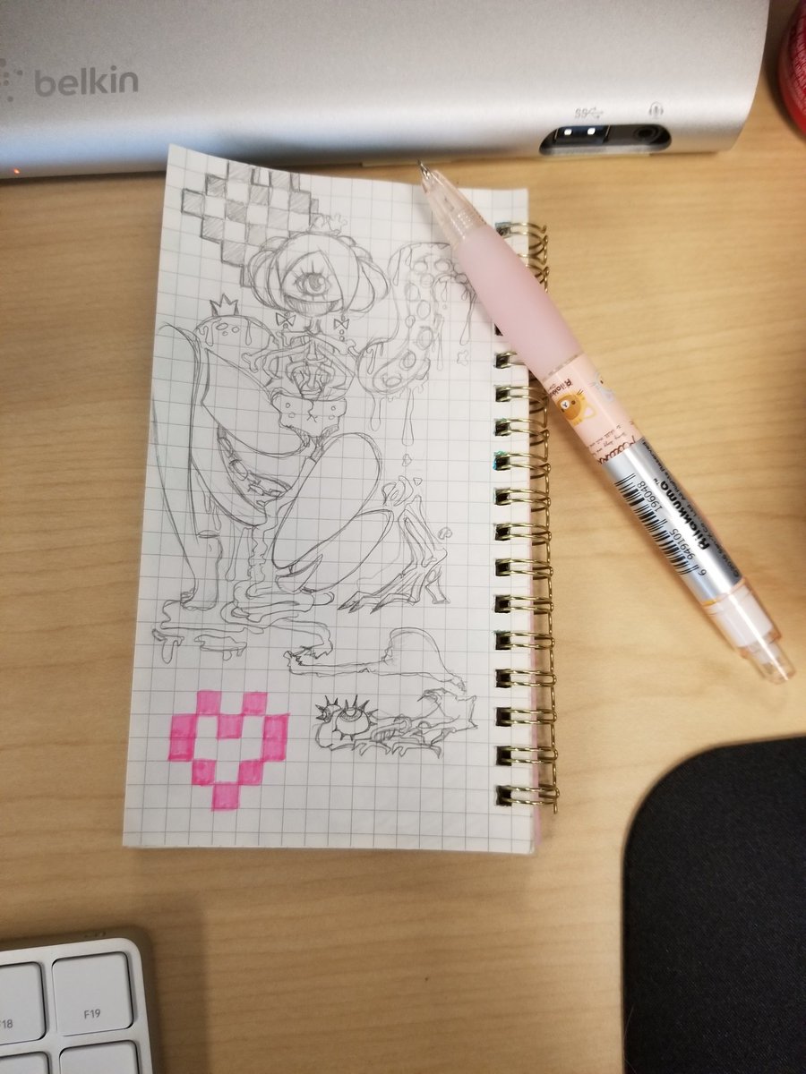 Tachiik's tweet photo. So everytime i go into a meeting i end up doodling something weird.....im listening....my hands just doodle....its always so weird hahah thanks @angesomething for the supplies! #officelife #boringmeetings #wtfisthis https://t.co/9JwXmXY5tP