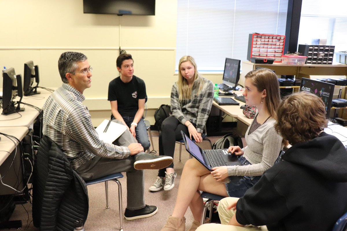 GMHSRams's tweet photo. Check out our Honors STEM students meeting with their industry mentor, explaining what their real world problem and solution is and getting feedback to make it better! #RamNation #TransformTheTask https://t.co/n0iKTd8vUw