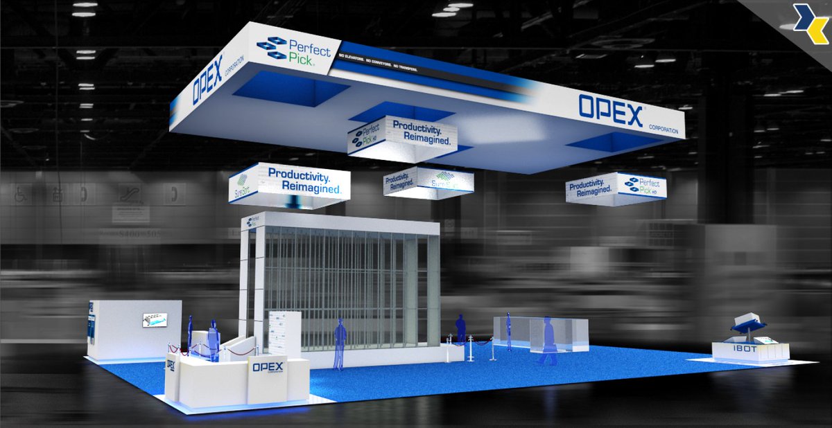 DimensionCraft's tweet photo. Pictured: DCI client OPEX Corporation. We can do #hangingsigns of any size or shape for your next #tradeshow or #event #exhibit #b2b #marketing  https://t.co/An79p6PpFQ https://t.co/159vTHHr80