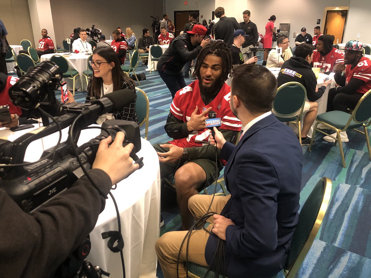 Got the chance to sit down with <a href="/fred_warner/">Fred Warner</a> to ask about the #Chiefs strategy of putting the game in Jimmy Garoppolo’s hands.

“If that’s their gameplan, good luck.” #SuperBowl #49ers