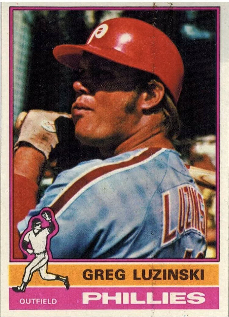CardboardHistry's tweet photo. This #Phillies slugger had incredible 4-yr run from ‘75-78 w/ avg slash line of .295/32/112 & 32 2Bs, including MLB best 120 RBIs in ‘75. Was an All-Star all 4 yrs. Bull is definitely “profile pic worthy”! #NewProfilePic #76Topps https://t.co/SDmMgzBC0o