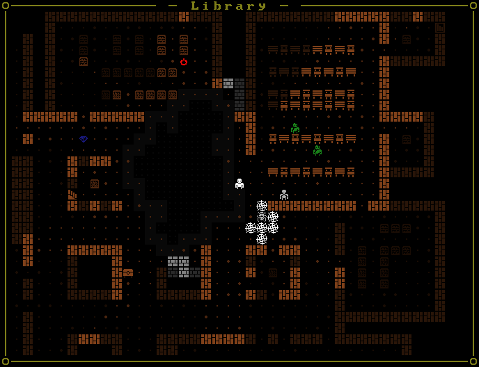 pitch_games's tweet photo. The current stage of the library! the newest area in #tenring!
This generator took roughly 2 hours to write!
#roguelike
#indiedev
#gamedev https://t.co/fGdb0ydgfo