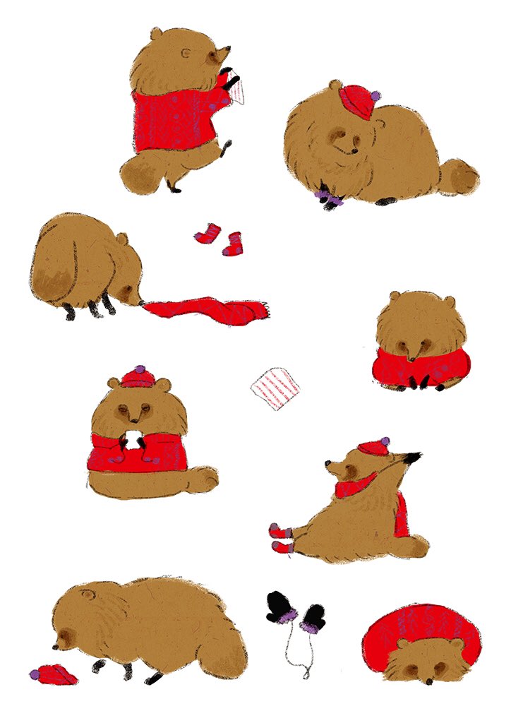 「お洒落が気になるたぬき 」|ももろ　4／20発売絵本「パンダのパクパクきせつのごはん」のイラスト