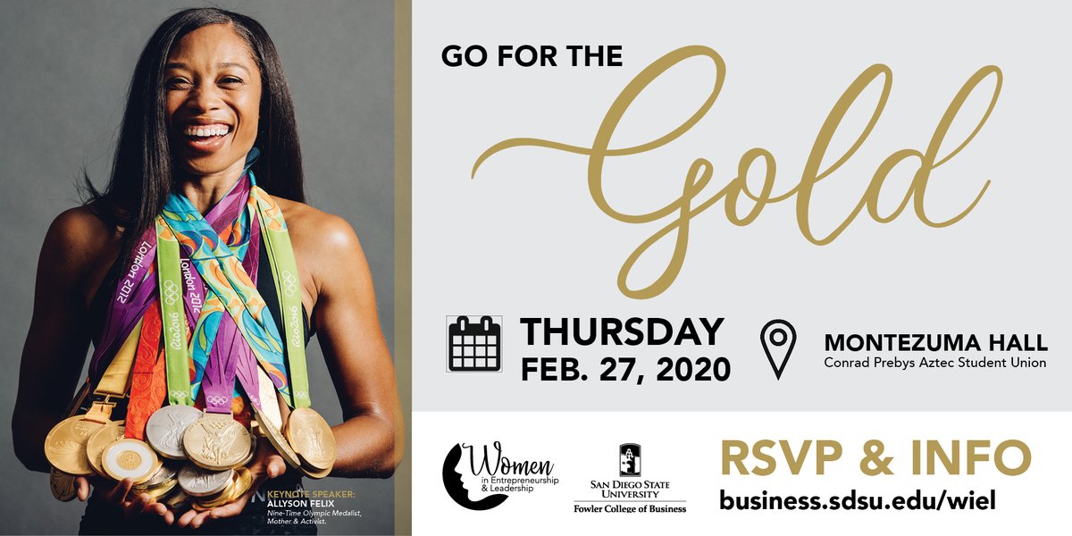 Go for the Gold
Thursday, February 27, 2020
Montezuma Hall Conrad Prebys Aztec Student Union
RSVP & Info business.sdsu.edu/wiel