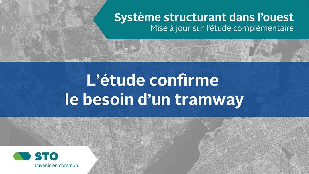 STOGatineau's tweet photo. Système structurant dans l’ouest |
L'étude complémentaire se poursuit avec la comparaison de 3 scénarios et les analyses détaillées pour l’insertion au centre-ville d’Ottawa.
Détails >> https://t.co/ap4CyNt0XN https://t.co/fkQ9qN2Zve