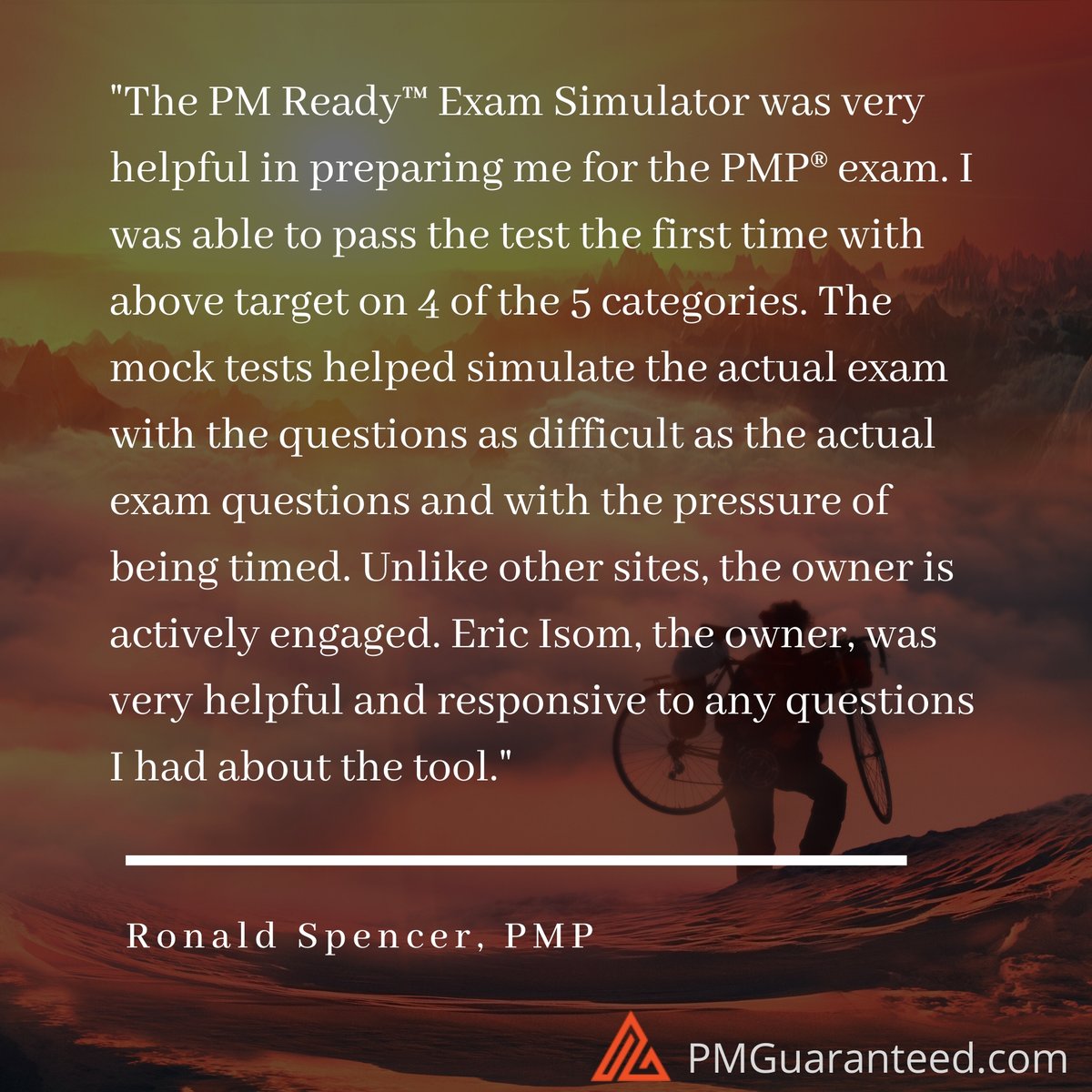 Ronald was one of our first clients, and he had amazing things to say about our program! #PMOT #PMReady #PMPExamPrep