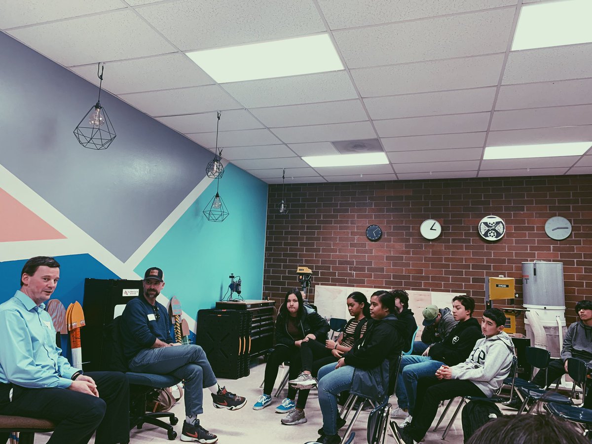 MrsHull_math's tweet photo. Amazing time listening to the experiences of @pdxmitch and Shawn and how far they’ve come! It was good learning about the partnership between businesses and how they contribute in our life! https://t.co/Cvzlgocwzj