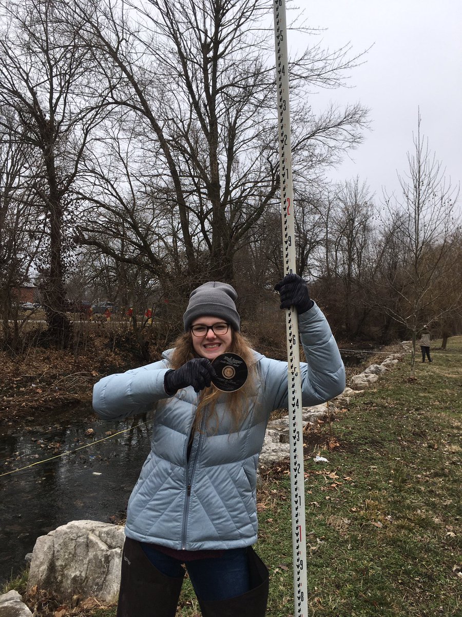 streambug's tweet photo. Stream Ecology class @CNASatMSU went out to urban Fassnight Creek today to learn some #FluvialGeomorphology from @MSUggp Pavlowsky students. Survey gear, ‘river booty’ (incl #BobSeeger CD), and snow! https://t.co/yRED4f5jPO